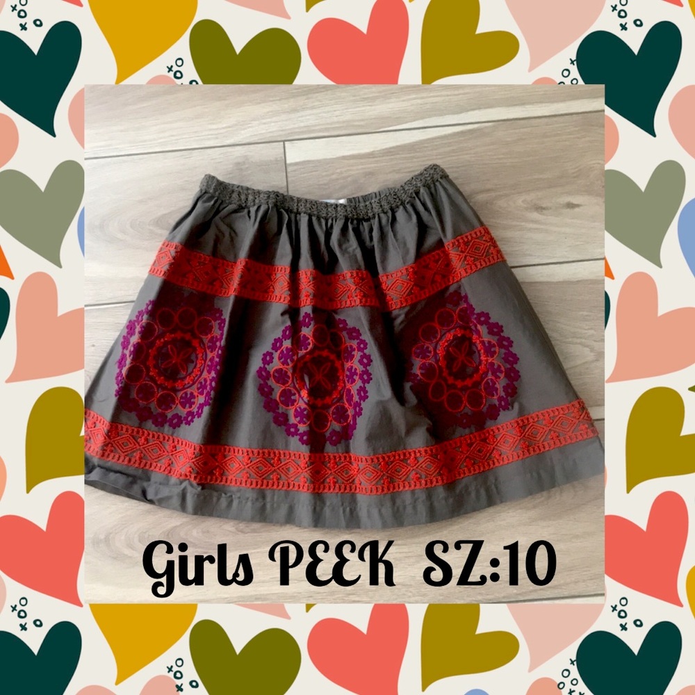 PEEK 🌸 Girls adorable  boho embroidered skirt Sz:10